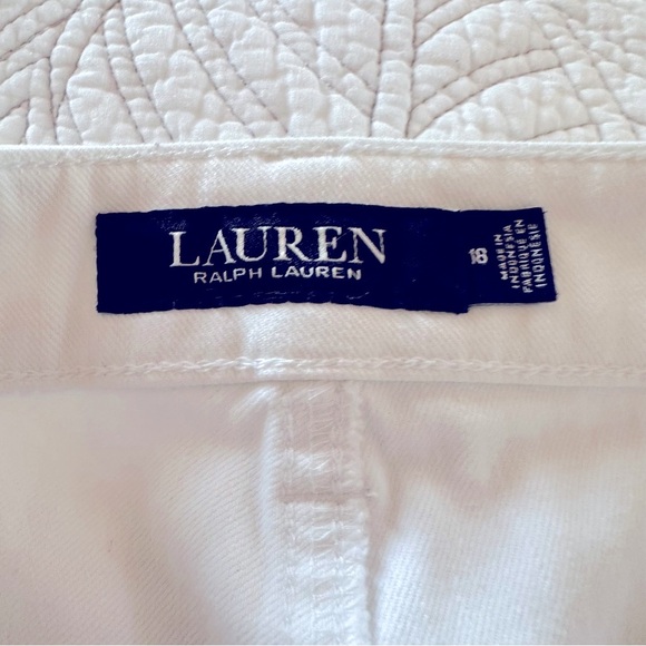 EUC Lauren Ralph Lauren white Denim Mid Rise Pencil Skirt size 18 black label - Picture 6 of 10
